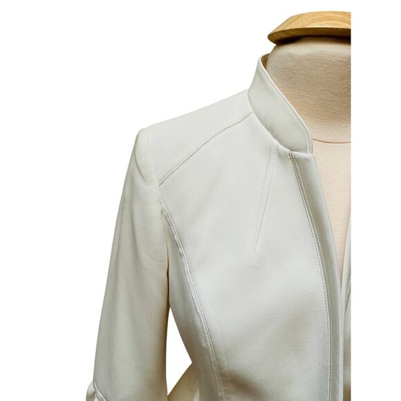 White House Black Market Peplum Blazer SZ 12 Cream Off-White - Picture 3 of 10